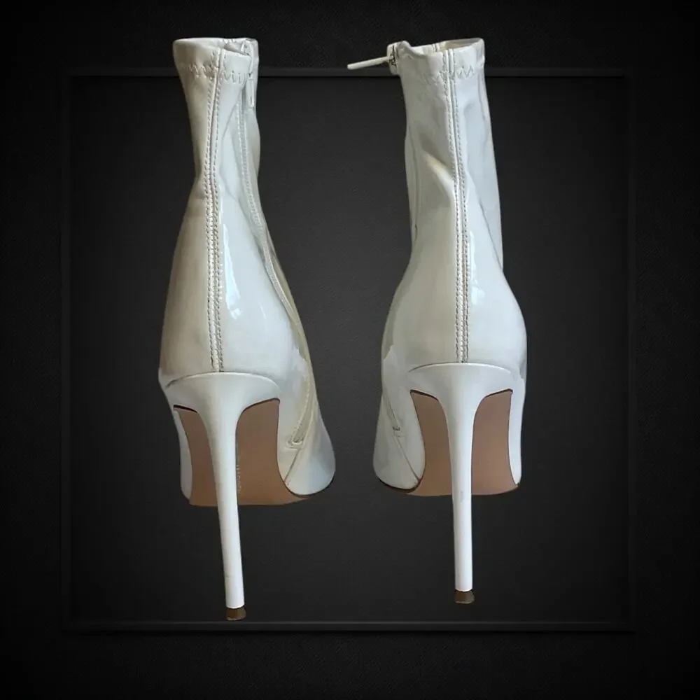 Steve Madden Women’s SZ‎ 7.5M White Patent Stiletto High Heels Side Zip